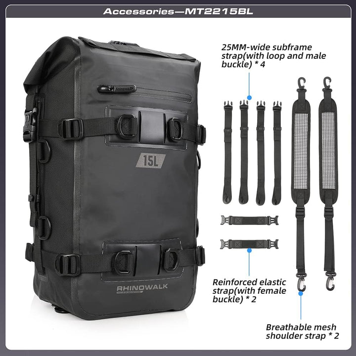 Rhinowalk Multifunktionale Motorradtasche Hecktasche Motorradgepäck 15L Motorradkoffer Satteltaschen