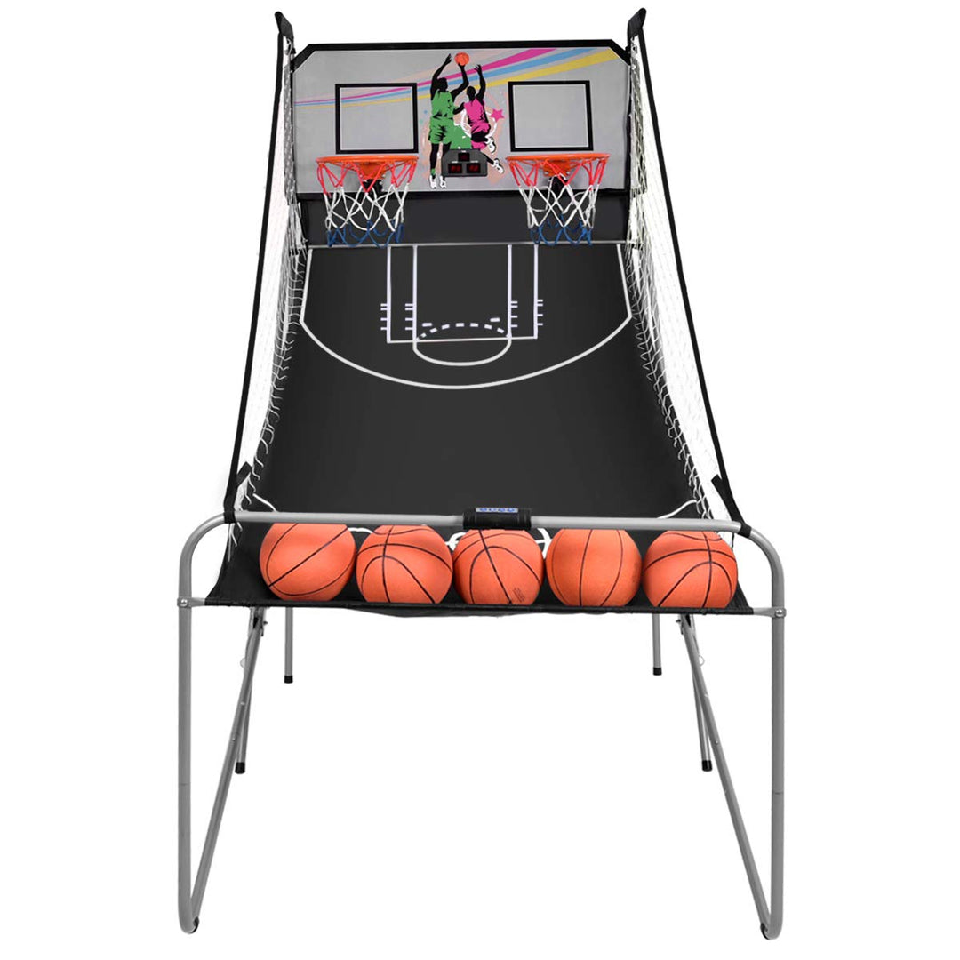 GOPLUS Basketball-Schiessmaschine, Basketballständer inkl. 4 Basketbälle und Pumpe, Basketballkorb k