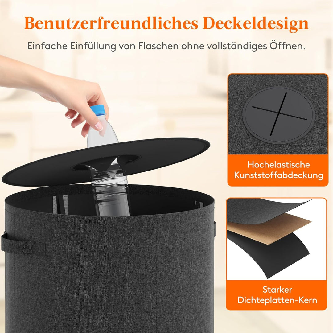 Lifewit 100L Kreis Pfandflaschen Sammelbehälter mit Deckel, Grosser Pfandflaschen behälter für die L