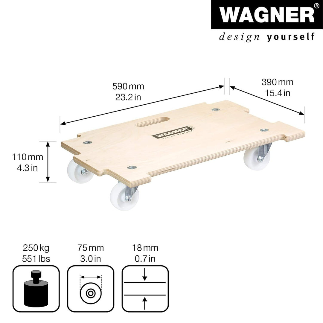 Wagner Transporthilfe MM 1382 I 59 x 39 x 11 cm - Tragkraft 250 kg - ideal für Lasten (Fast) jeder G