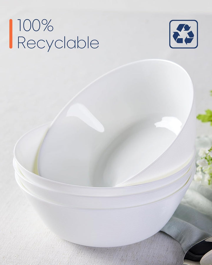 Suppenschalen Set 4-teilig, Opalglas 7,5 Zoll Weiss, Füllmenge: 1124 ml, für Ramen, Nudeln, Salat, O