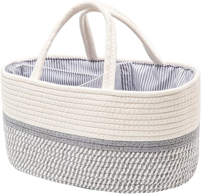 JiA QAQ Baby-Wickeltasche, tragbar, Baumwollseil, gewebte Wickeltasche, Aufbewahrungskorb für Kinder
