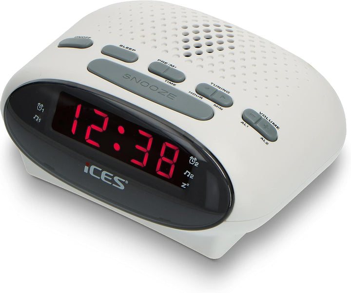 iCES ICR-210 Radiowecker - Radiowecker mit 2 Stunden Weckzeit - PLL FM - Snooze - Sleep Timer - Gang