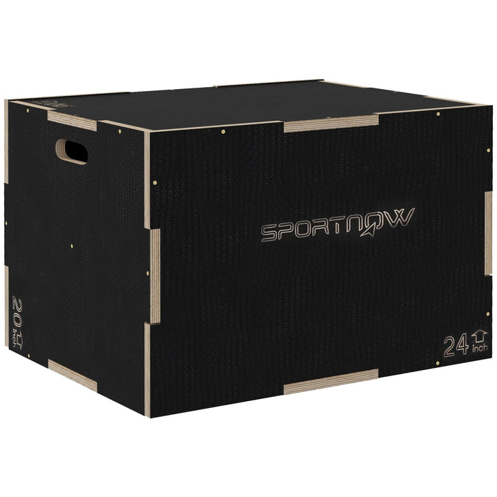 SPORTNOW 3 in 1 Plyo Box, Sprungbox aus Holz, Plyometric Plattform mit Griff, Plyometrisches Trainin
