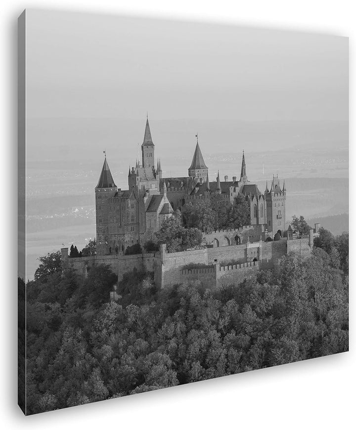 deyoli Burg in Hohenzollern Format: 70x70 Effekt: Schwarz&Weiss als Leinwandbild, Motiv auf Echtholz