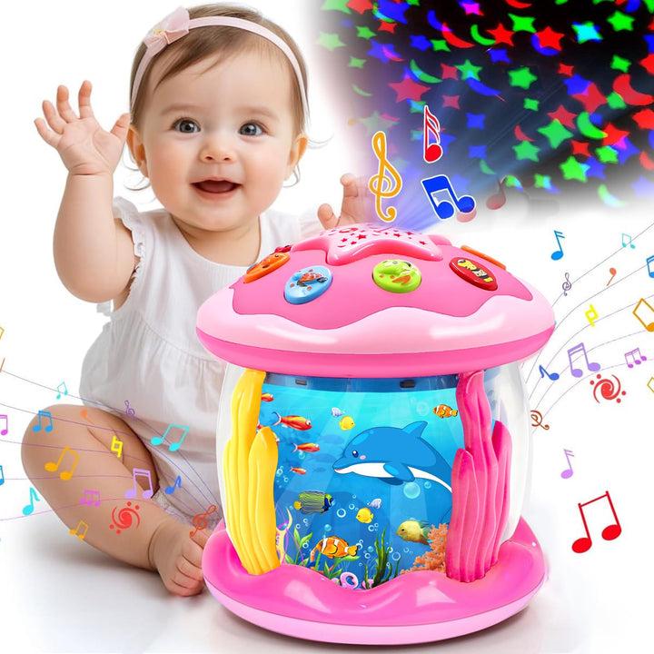 Baby Spielzeug ab 1 Jahr Mädchen Junge Drehender Projektor Babyspielzeug ab 6 12 18 Monate mit Musik