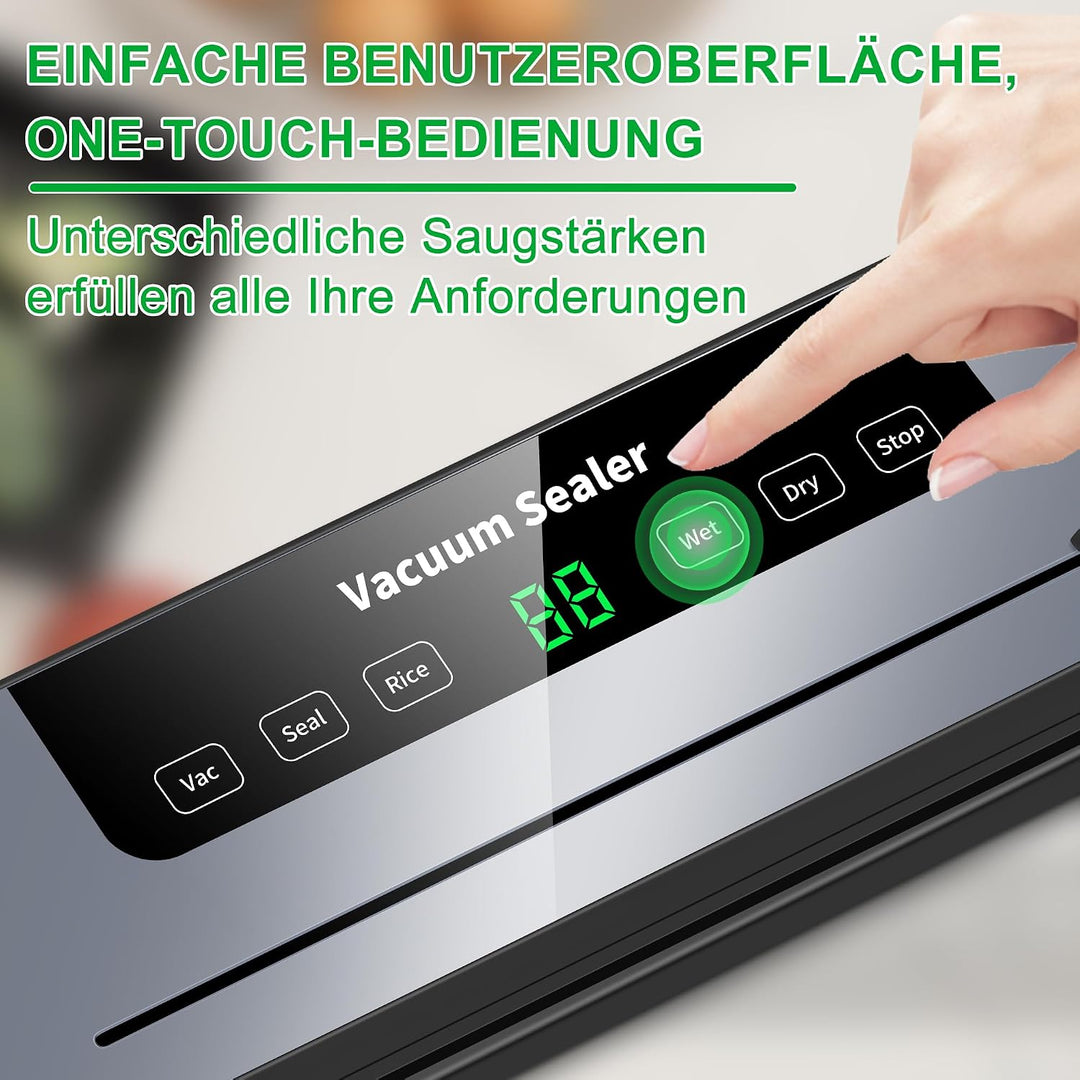 Vakuumiergerät, 7 in 1 Vakuumierer für Lebensmittel mit 50 Vakuumierbeutel, Vakuumiergerät Profi mit