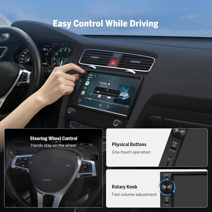 Eonon 7 Zoll Linux Doppel-Din-Autoradio, kabellos, CarPlay, Android Auto, Schnellladung, USB, DSP, B