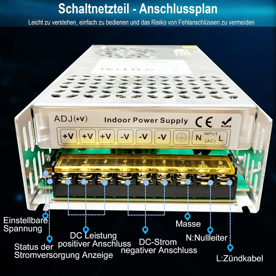 BOSYTRO 24V 25A 600W Schaltnetzteil, 24V Universal geregelter Netzteil AC110V / 220V (SMPS) LED Traf