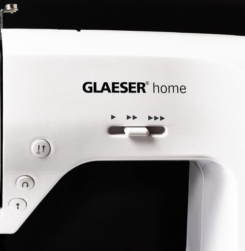 GLAESER Digitale Nähmaschine Home mia 500 300 Stich-Varianten Doppelnadel LED Display Einklappbarer