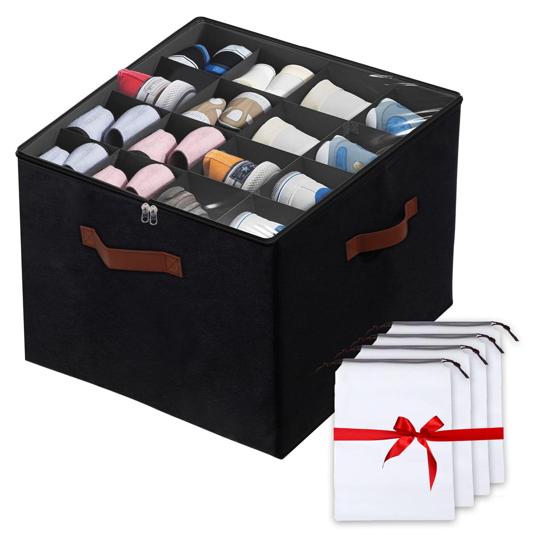 Organizer für Schuhe, inklusive 4 Schuhtaschen, Schuhaufbewahrung für Schrank, Schuhboxen, Schuhboxe