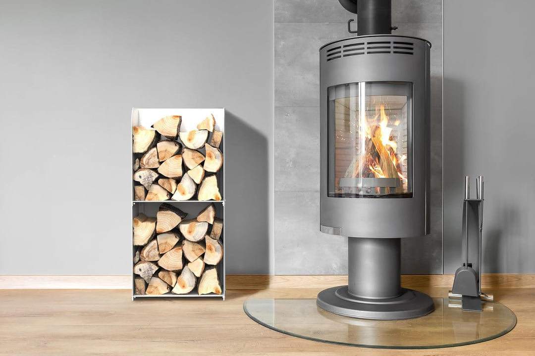 teileplus24 BHS6 Kaminholzregal Innen Aussen | Brennholzregal Metall | Kaminholzkorb | Industrial Lo