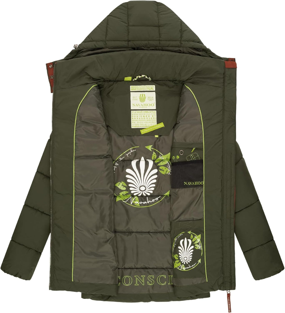 Navahoo Damen Kurze Winterjacke Steppjacke warm mit Abnehmbarer Kapuze aus recycelten Materialien Wa