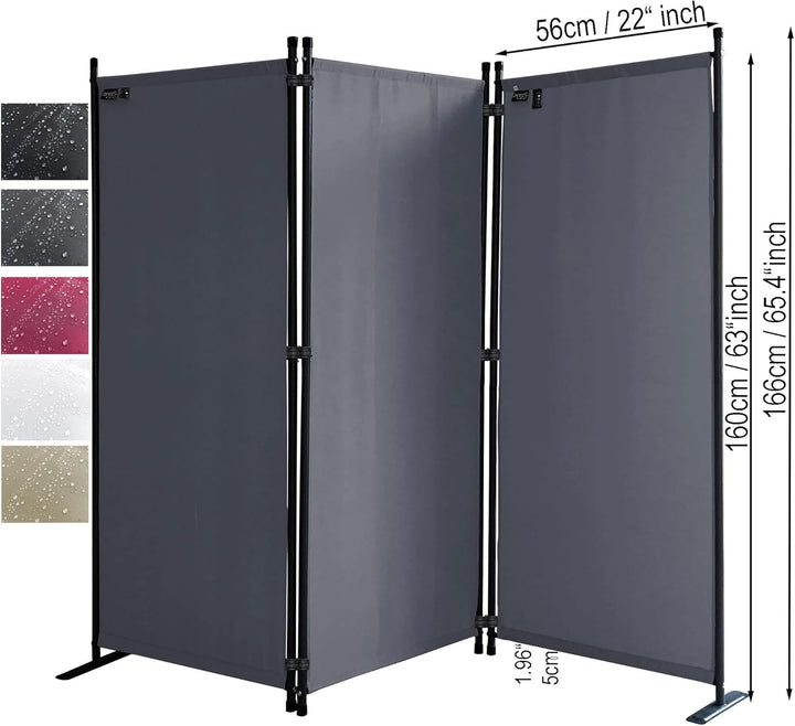QUICK STAR Paravent 3 Teilig 170 x 165 cm Stoff Raumteiler Trennwand Balkon Sichtschutz Stellwand Fa