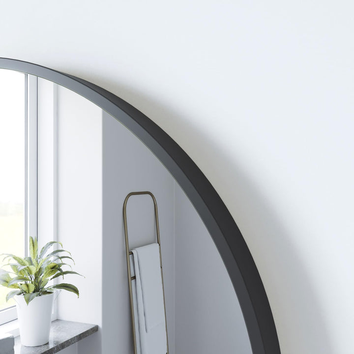 Rund Spiegel Schwarz Aluminiumrahmen Industrial Style ohne Beleuchtung 60 cm Wandspiegel Badezimmers