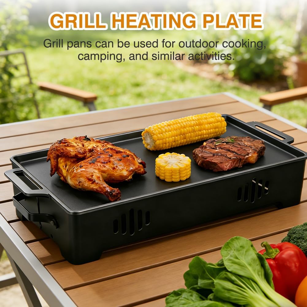 BBQ Warmhalteplatte,Warmhaltebehälter für Essen & Grillgut,Fleischwarmhalter fürs Grillen, Grillgut
