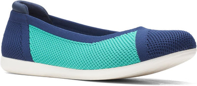 Clarks Damen Carly Wish Ballerinas 37 EU Marineblaues Strickmuster, 37 EU Marineblaues Strickmuster