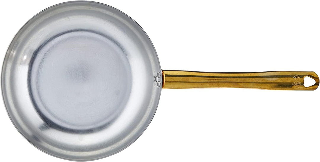 Pentole Agnelli ALCU111B24 Glatte kupferverzinnte Handsprungpfanne mit röhrenförmigem Griff, 24 cm,