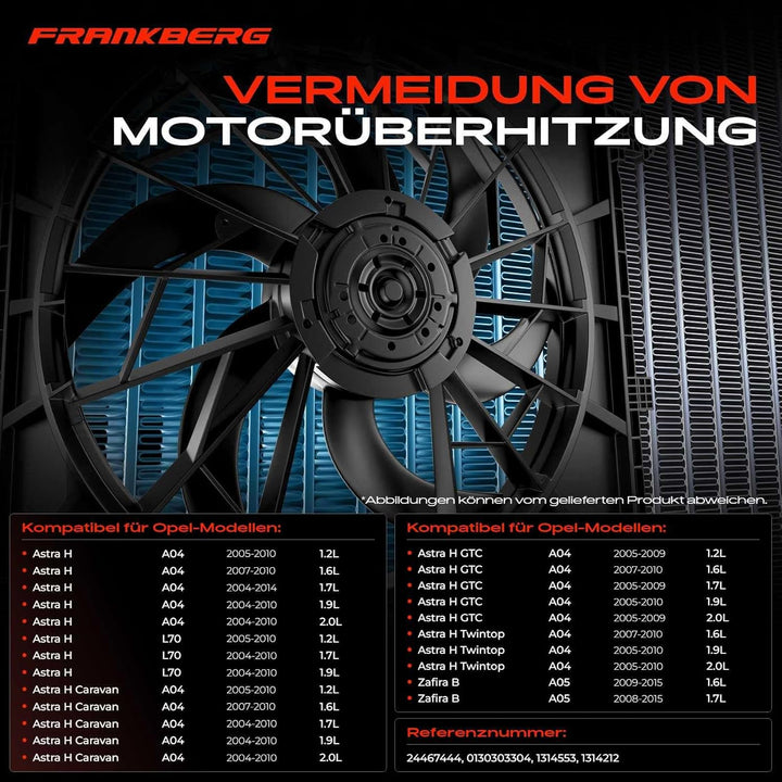 Kühlerlüfter Ventilator Motorkühlung für Astra H L48 L35 L08 L70 L69 L67 Zafira B A05 180W Ø: 315mm