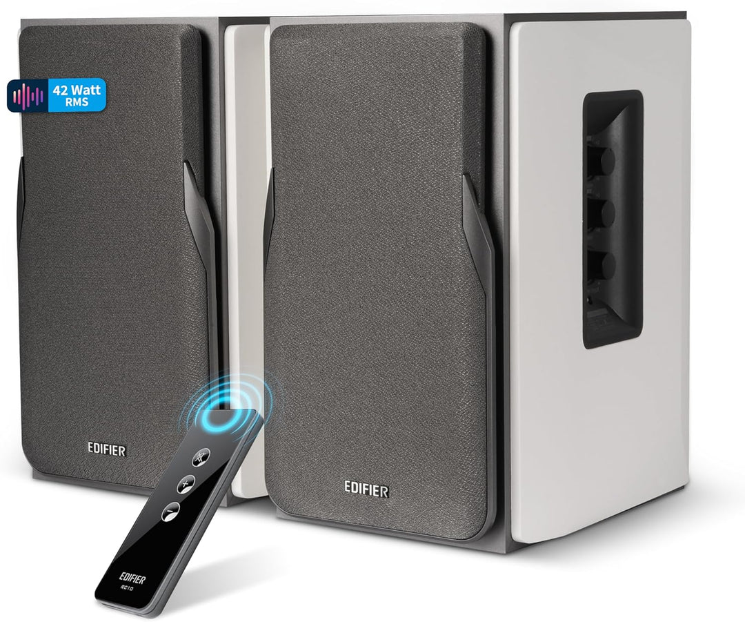 EDIFIER Studio R1380T 2.0 Regallautsprecher-System (42 Watt) im Echtholzgehäuse (MDF). Zwei LINE IN