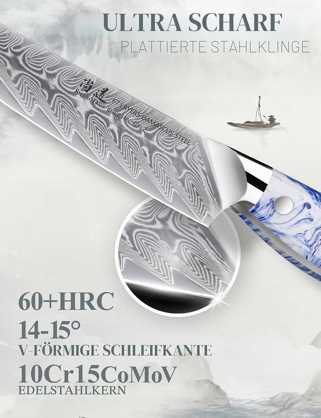 SHANGDAO 13 cm Küchen-Allzweckmesser, rasiermesserscharfe Obst- und Gemüseschälmesser, geschmiedeter