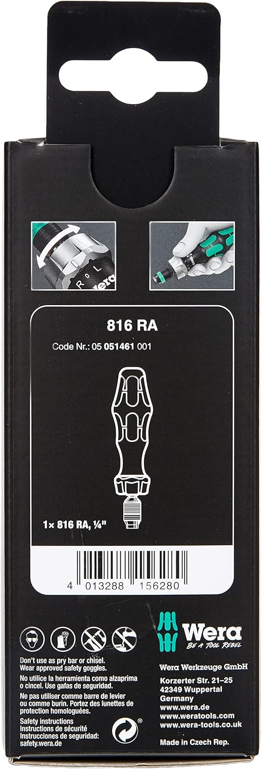 Wera Ratschenschraubendreher 816 RA, 1/4 Zoll x 142.0 mm, 05051461001 / Einzelbett, / Einzelbett