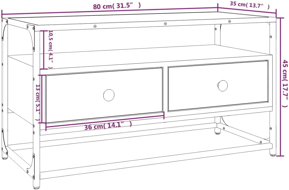 vidaXL TV Schrank, Fernsehschrank mit viel Stauraum, Lowboard für Fernseher Wohnzimmer, Fernsehtisch