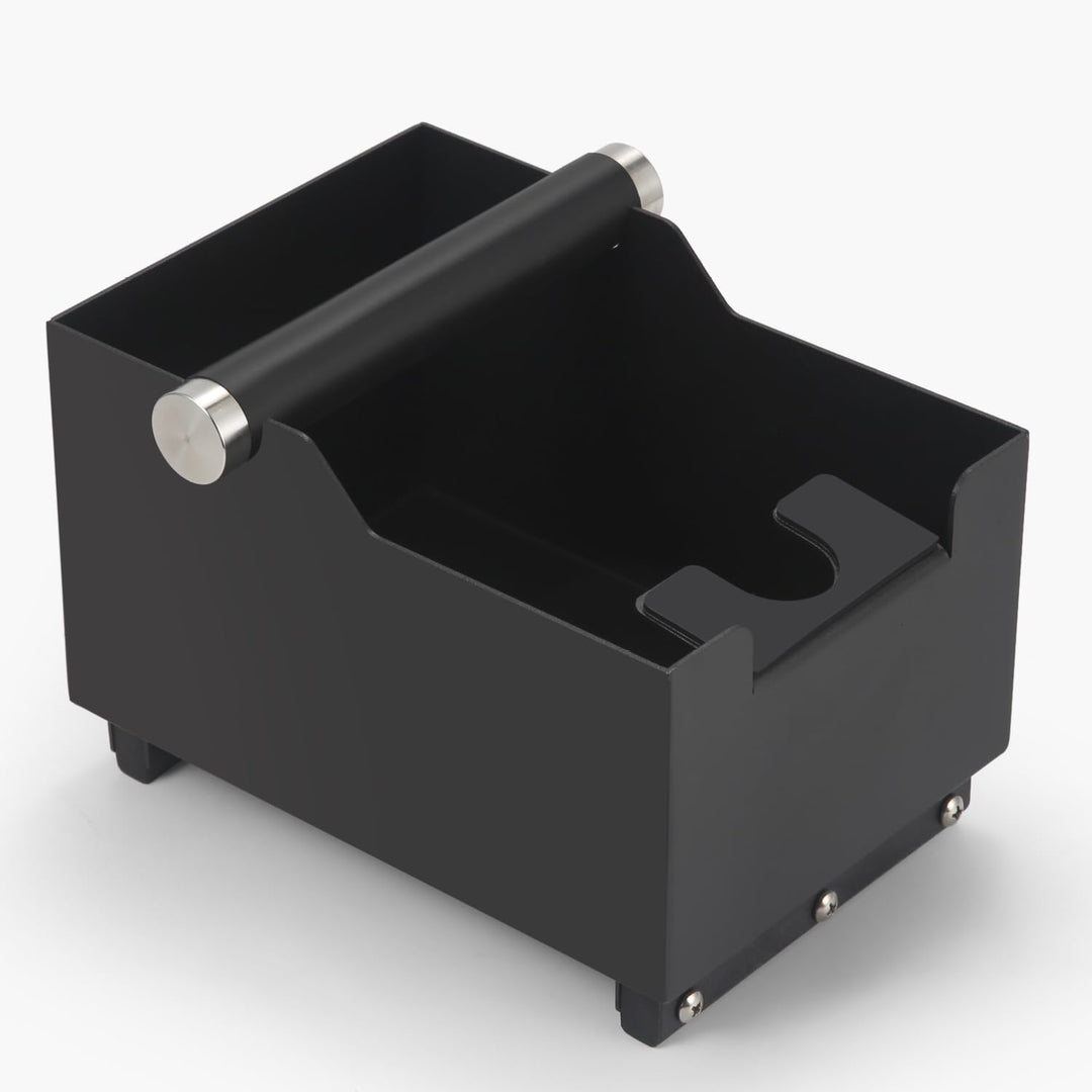Schwarzer Edelstahl Knock Box, 2-in-1-Design, das eine Pressstation und einen Kaffee Abklopfbehälter