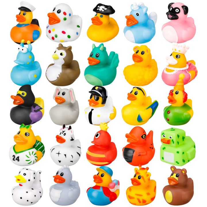 25 Stück Gummi Badeenten Bunt Gummiente Schwimmer und Bade Enten Rubber Duck Kinder Badewannenspielz