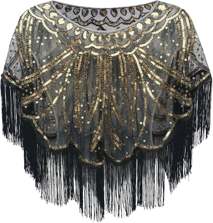 Stola Schwarz Glitzerkleid Silvester Kleid Damen Schal Glitzer Kaschmir Goldener Pailletten Und Wrap