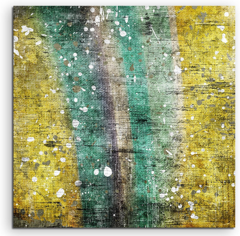 Paul Sinus Art Quadratische Fotoleinwand 90x90cm Abstraktes modernes Gemälde mit weissen Flecken auf