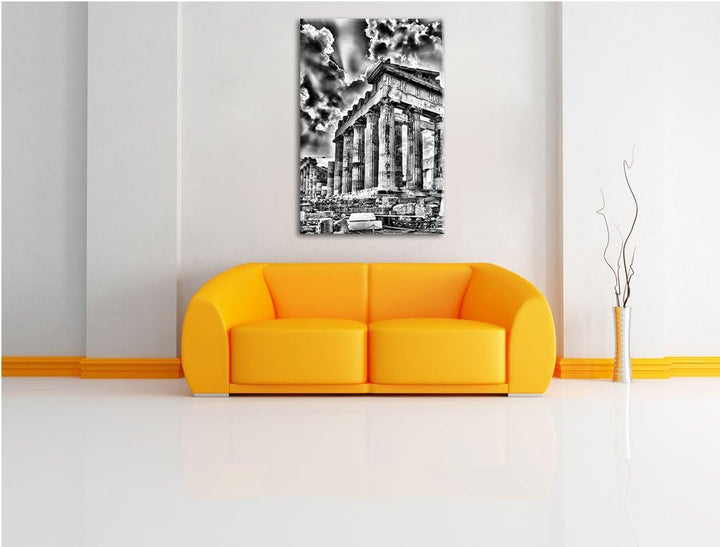 Pixxprint Monocrome, Antike Säulen Griechenland, Format: 100x70 auf Leinwand, 100x70