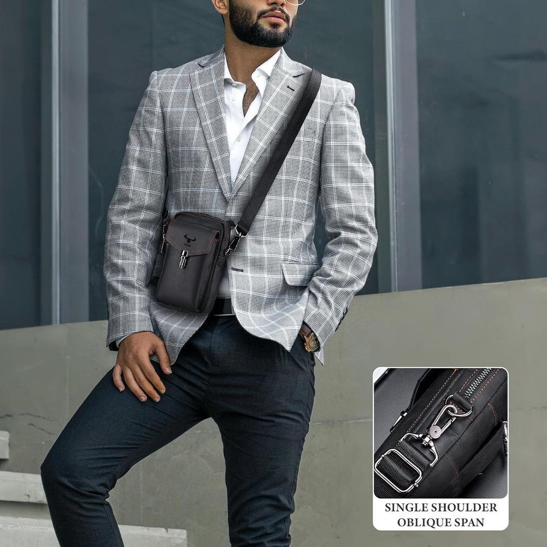 BAIGIO Handytasche Leder Vintage Gürteltasche Herren Hüfttasche Klein Schultertasche Umhängetasche R