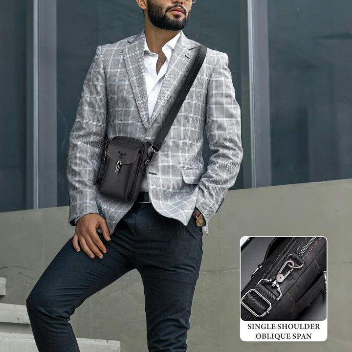 BAIGIO Handytasche Leder Vintage Gürteltasche Herren Hüfttasche Klein Schultertasche Umhängetasche R