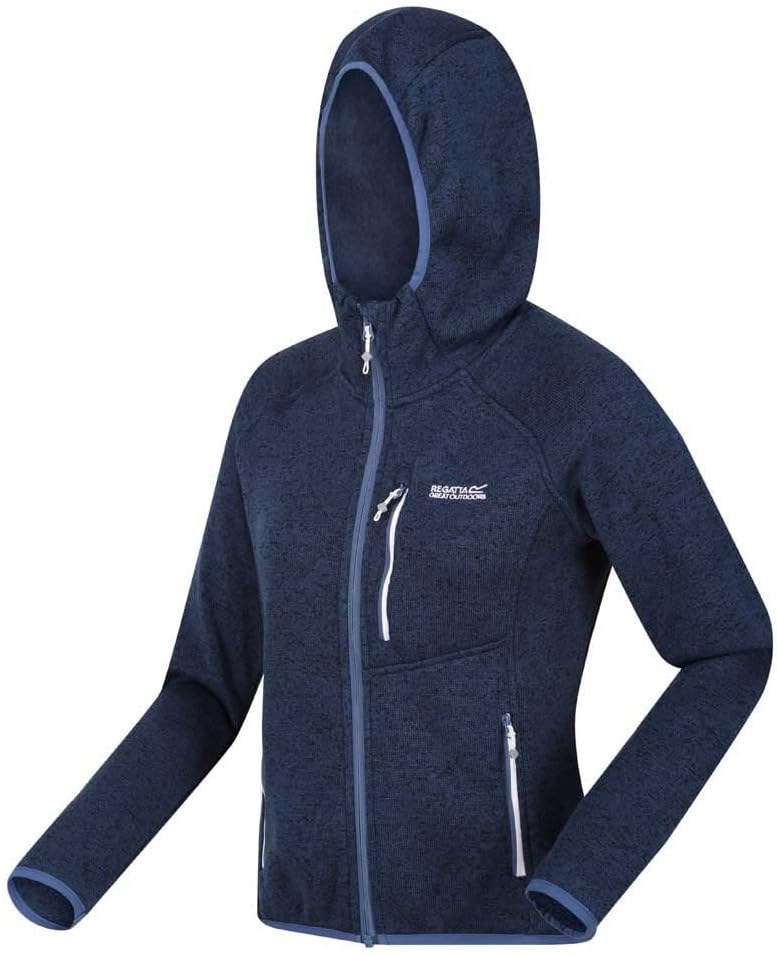 Regatta Damen Newhill Strickfkleecejacke mit Kapuze RWA597 40 dunkelblau