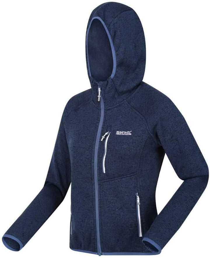 Regatta Damen Newhill Strickfkleecejacke mit Kapuze RWA597 40 dunkelblau