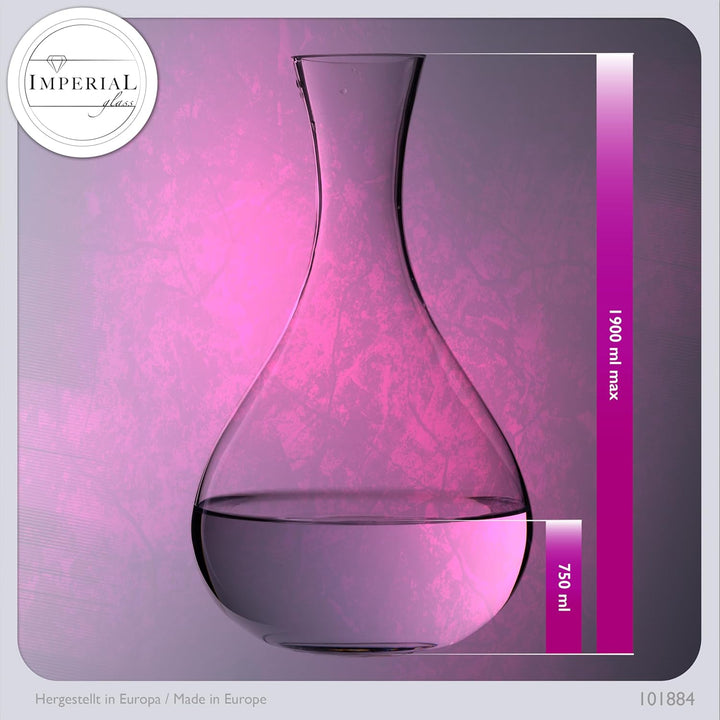 IMPERIAL Bauchiger Dekanter 1900ml Weinkaraffe aus Crystalline Glas 'Havanna' Weindekanter Handgefer