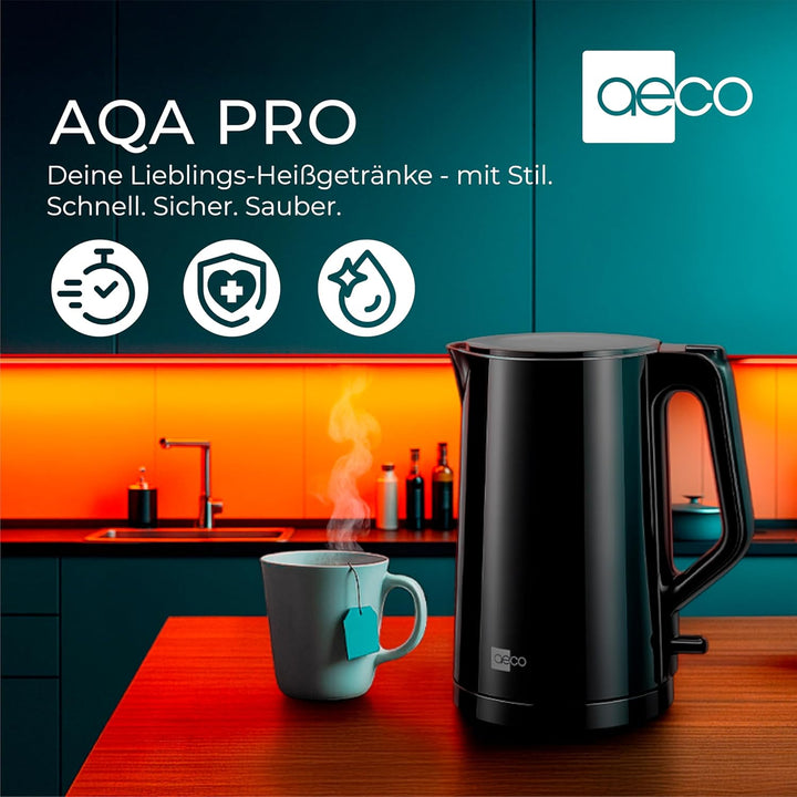 aeco AQA PRO elektrischer Wasserkocher Edelstahl Tee-Kocher Teebereiter electric kettle tea-maker bo