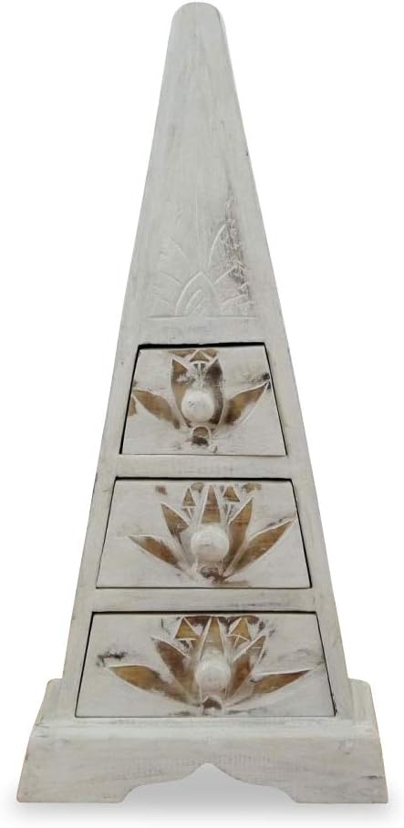 livasia Pyramiden Kommode, Schubladenkommode, Schubladenschränkchen, Schmuckschränkchen (weiss)