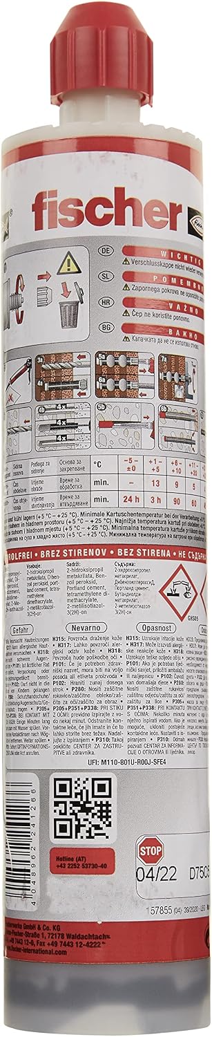 FISCHER FIS AB 300 T Injektionsmörtel 300 ml mit Zulassung für Beton und Mauer, 1 Stück,535646