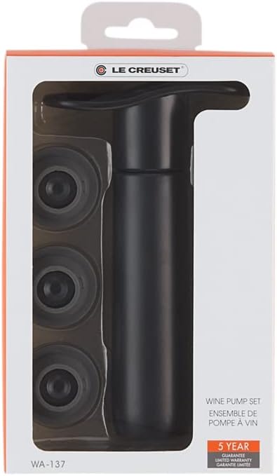 Le Creuset, Weinpumpen-Set inkl. 3 Verschlüssen, WA 137, Schwarz matt, 49200000008200, Schwarz Matt