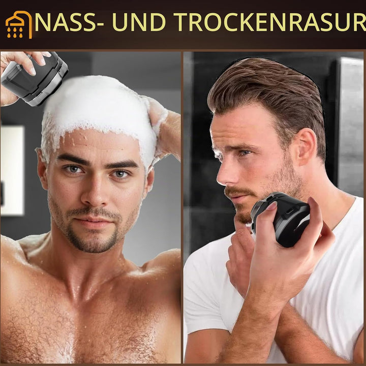 Glatzen Rasierer Herren mit LED Anzeige, Wasserdicht 6D Flexibler Glatzenrasierer, Magnetische Schwe