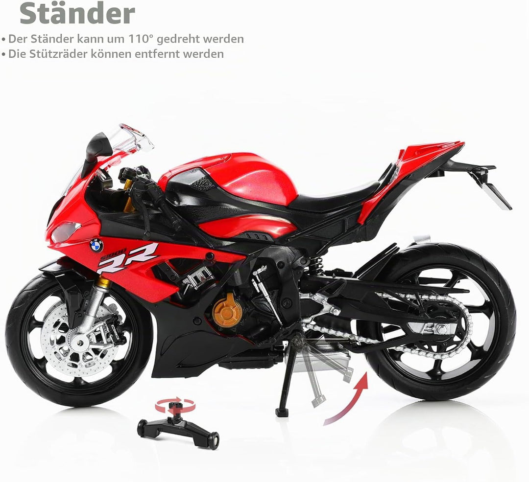 Risopen 1/12 BWM S1000RR Motorrad Modell Spielzeug Mini Legierung Metall Diecast Motorrad Modell Wei