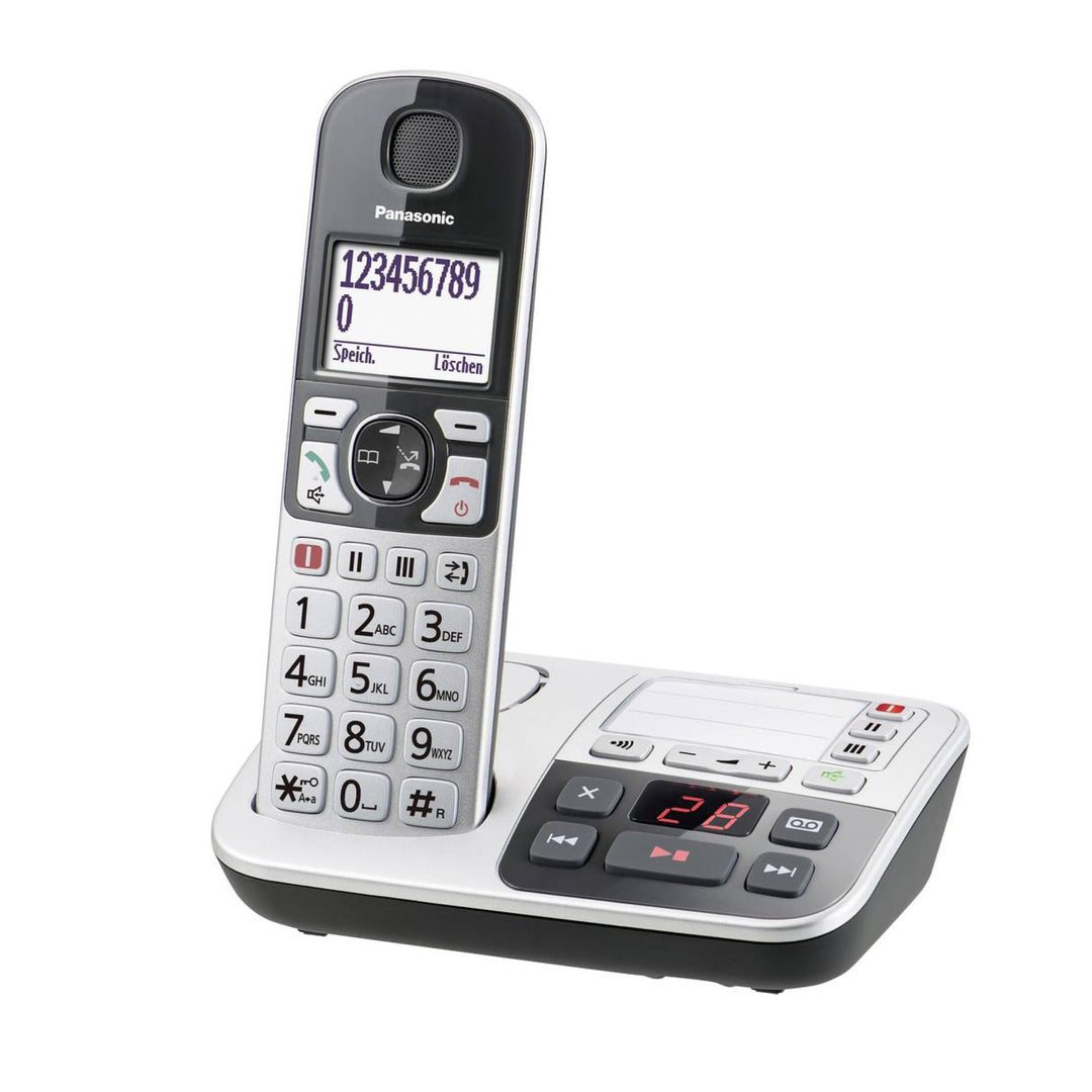 Panasonic KX-TGE520GS Senioren Schnurlostelefon mit Anrufbeantworter, Station & Hörer, Freisprechein