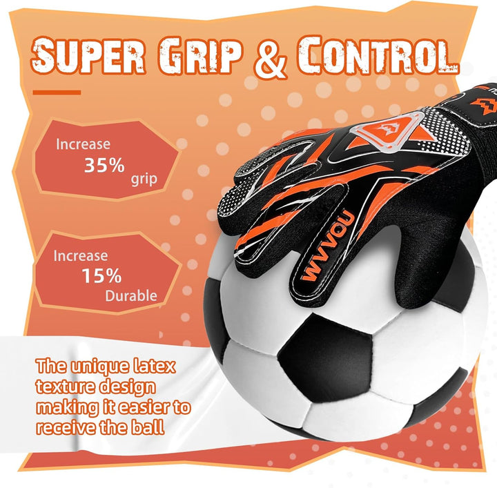 WVVOU Torwarthandschuhe Kinder und Jugendliche, Fussball Torwarthandschuhe, Fussballhandschuhe, Dopp
