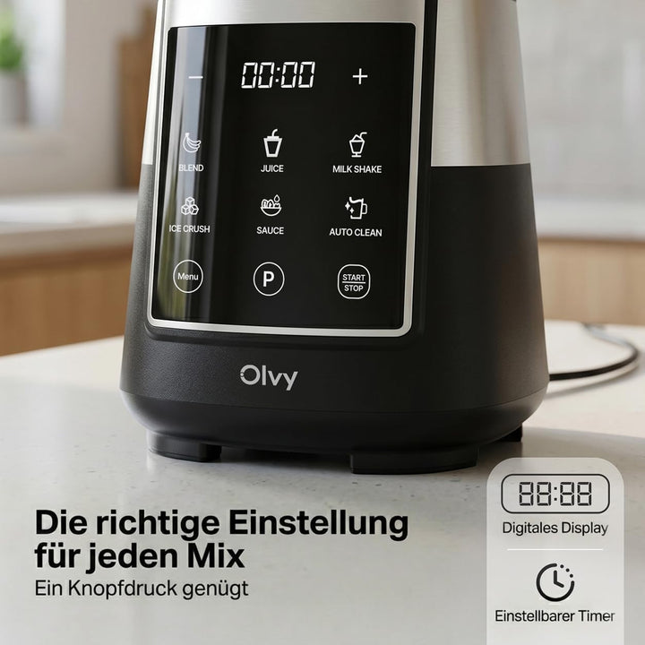 Olvy Standmixer Smoothie Maker Für Vielseitiges Mixen Black, Black