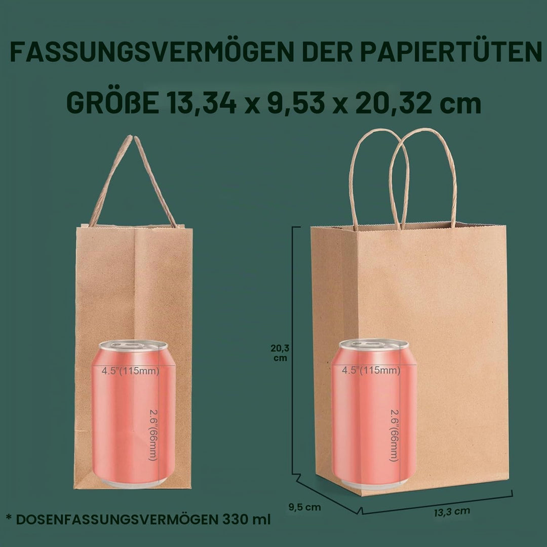 Switory 50 Stück Papiertüten Geschenktüten Braune, Kraft Papiertüte mit Henkel zum Party, Geburtstag