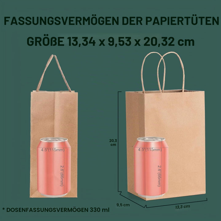 Switory 50 Stück Papiertüten Geschenktüten Braune, Kraft Papiertüte mit Henkel zum Party, Geburtstag