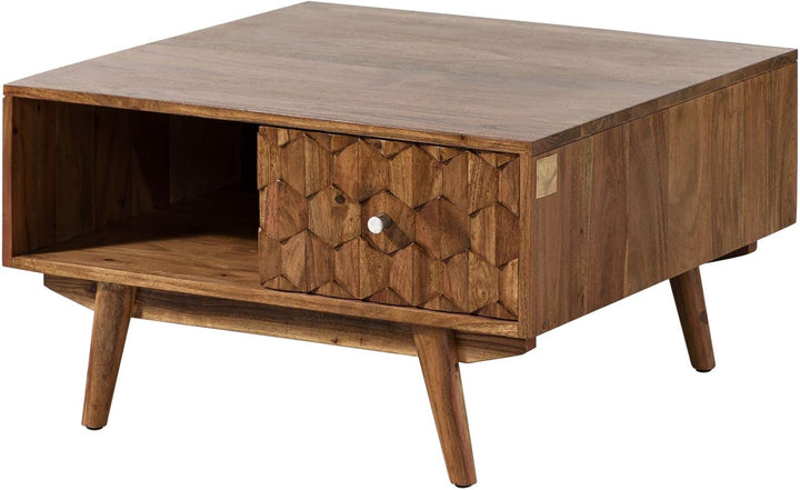 Massivmoebel24.de MOSAYK Couchtisch Akazie - Mehrere Farben, Farbe:Natur lackiert, Grösse:70x70 cm 7