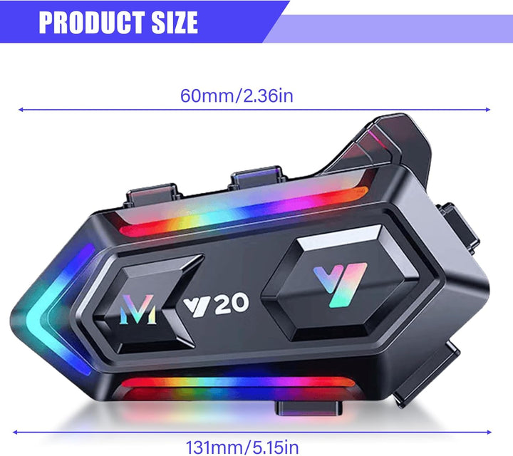 Motorradhelm Bluetooth Motorrad Helm Bluetooth Headset, Doppelte Geräuschreduzierung Headsets, RGB/F
